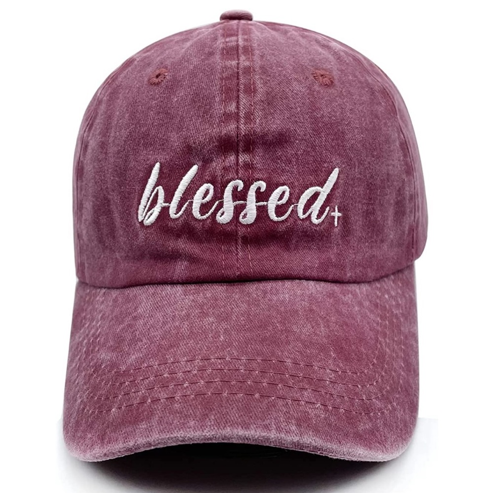 Women's Embroidered Dad Hat, Adjustable Vintage Washed Cotton Baseball Cap